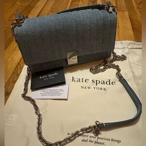 Kate Spade Deco Denim Leather Blue Quilted Crossbody Bag